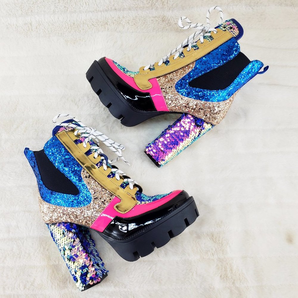 Cape Robbin Multicolor Glitter Ankle Boots